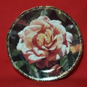 Bradford Exchange Crystal Petals Dazzling Dewdrops Michael Gerry Decorative Plat